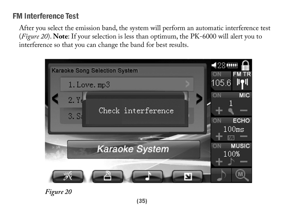 Acesonic PK-6000 user manual FM Interference Test 