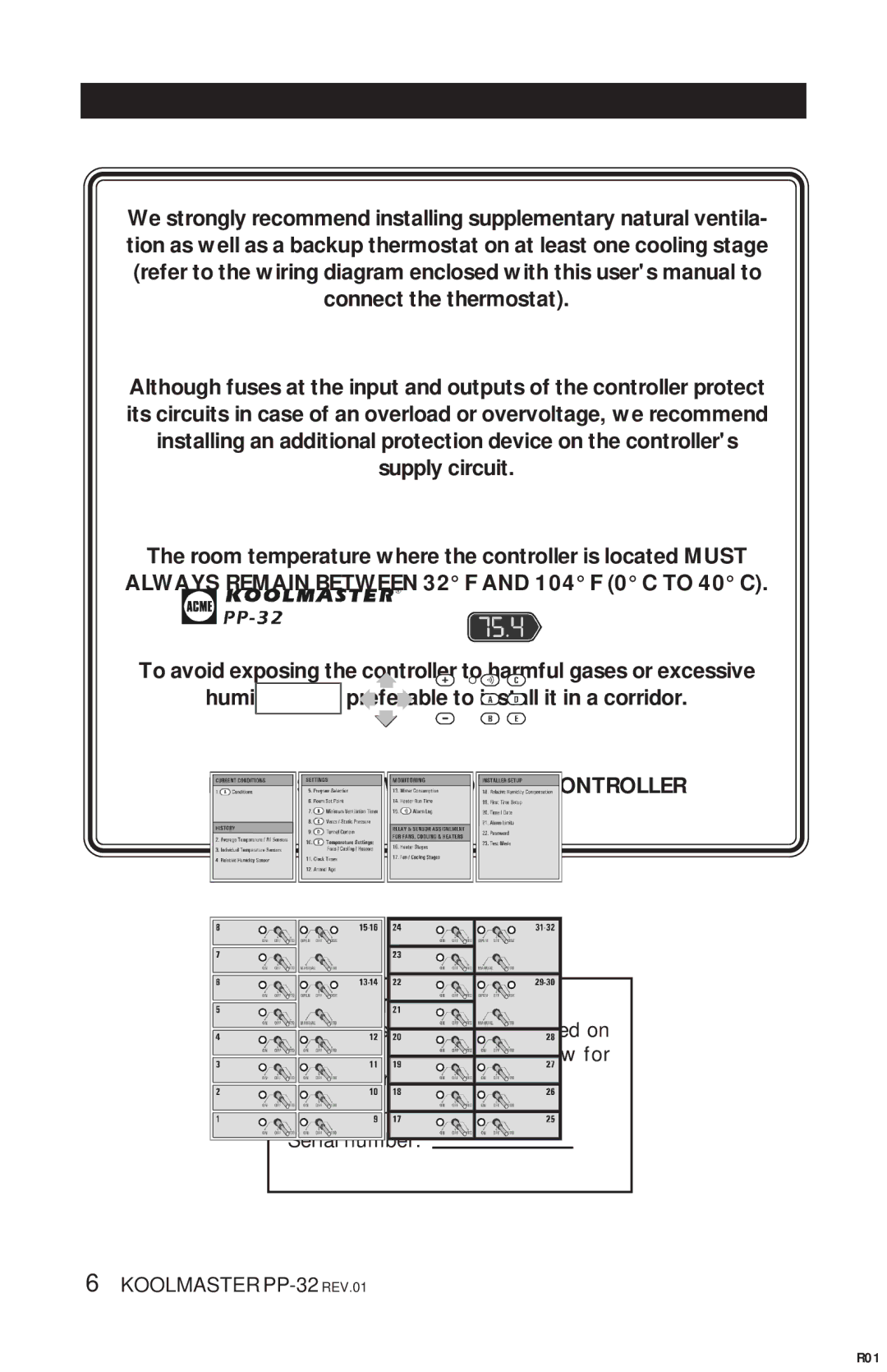 Acme Kitchenettes PP-32 manual Precautions, Do not Spray Water on the Controller 