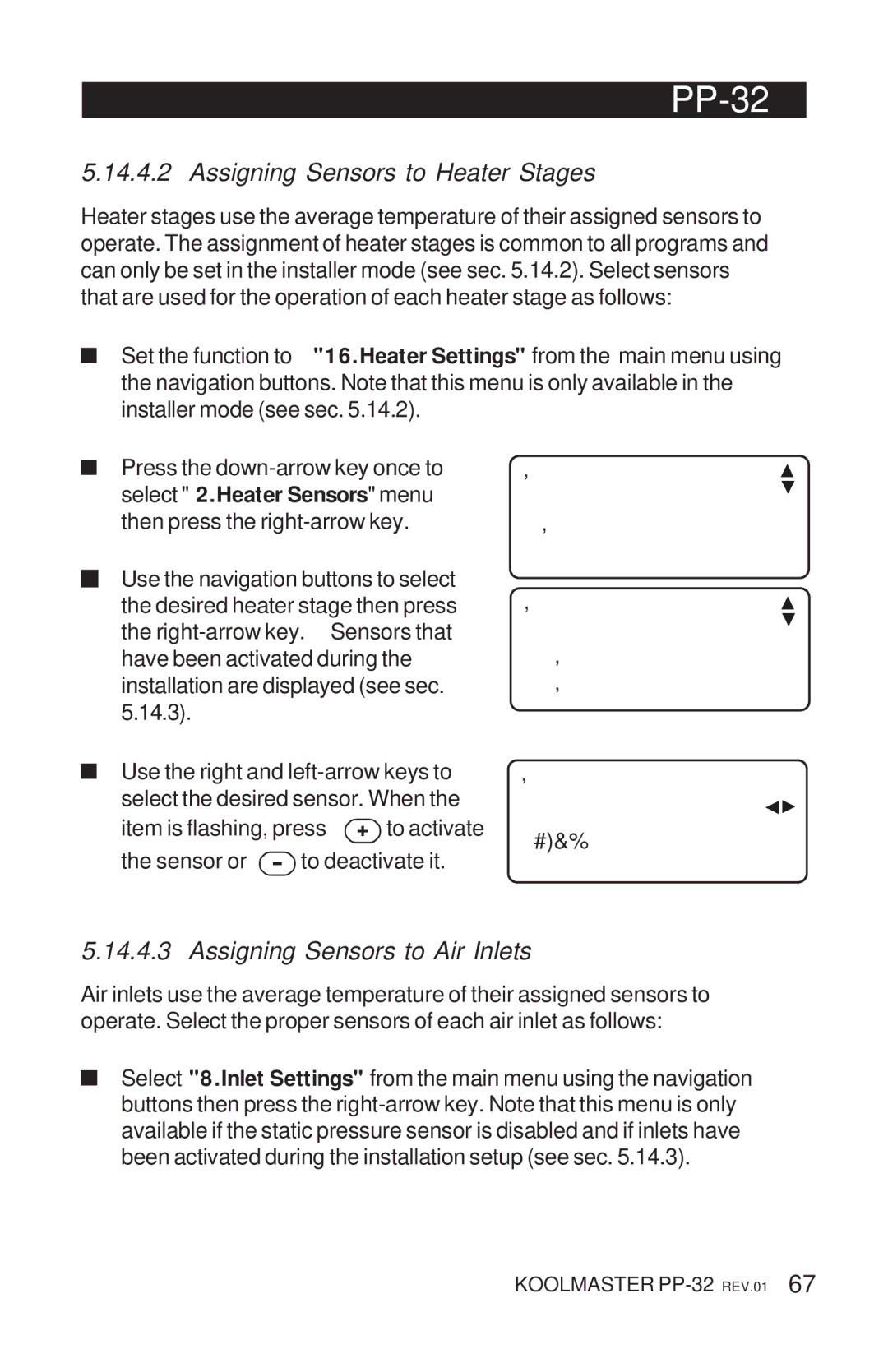 Acme Kitchenettes PP-32 manual Assigning Sensors to Heater Stages, Assigning Sensors to Air Inlets 