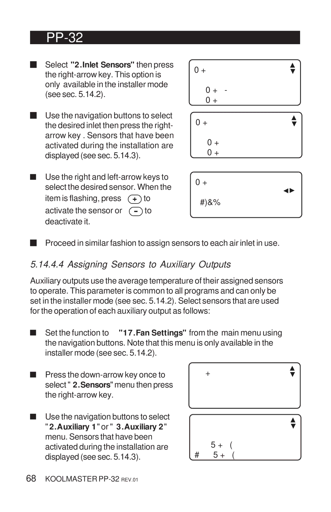 Acme Kitchenettes PP-32 manual Assigning Sensors to Auxiliary Outputs 