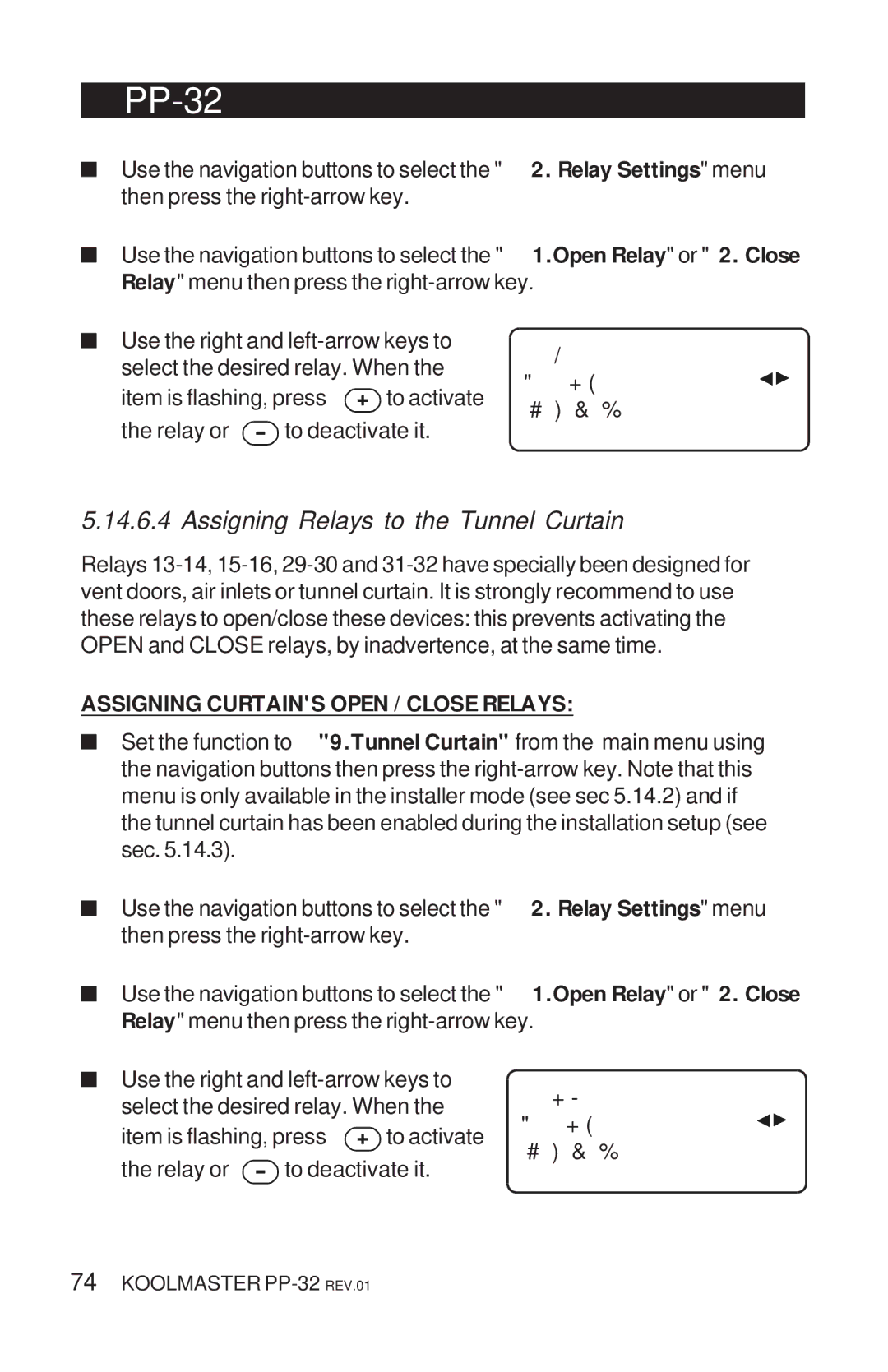 Acme Kitchenettes PP-32 manual Assigning Relays to the Tunnel Curtain, Assigning Curtains Open / Close Relays 