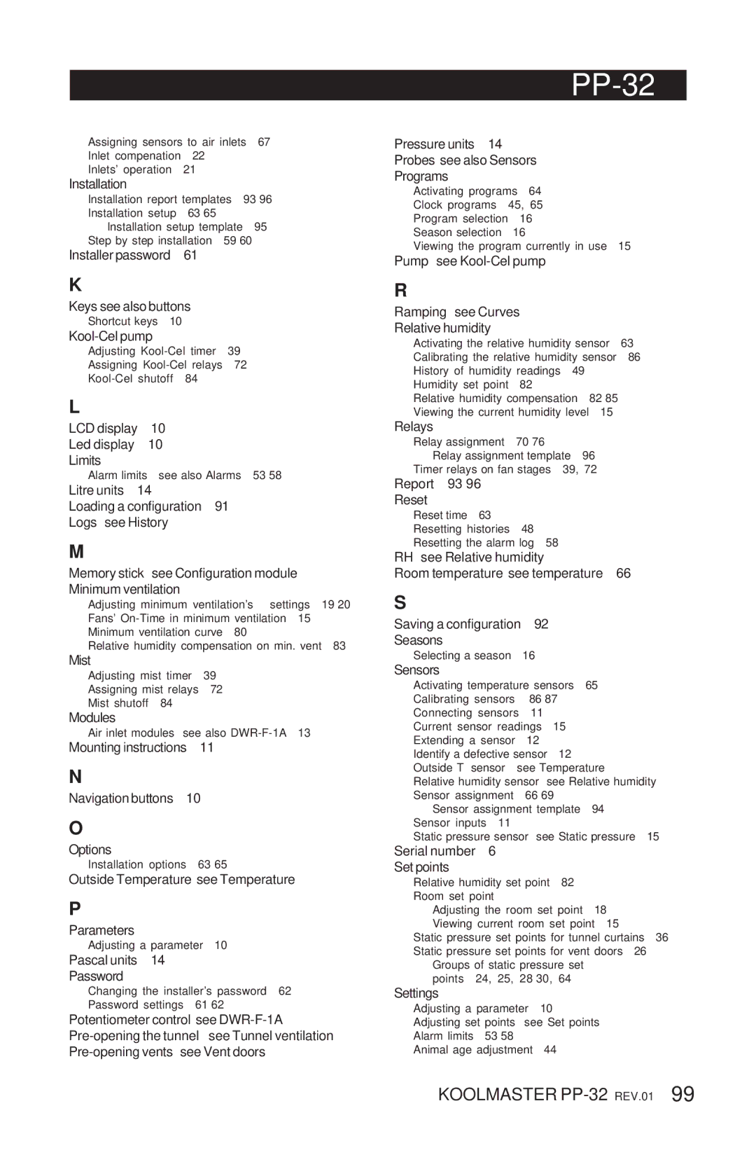 Acme Kitchenettes PP-32 manual Installer password Keys see also buttons 