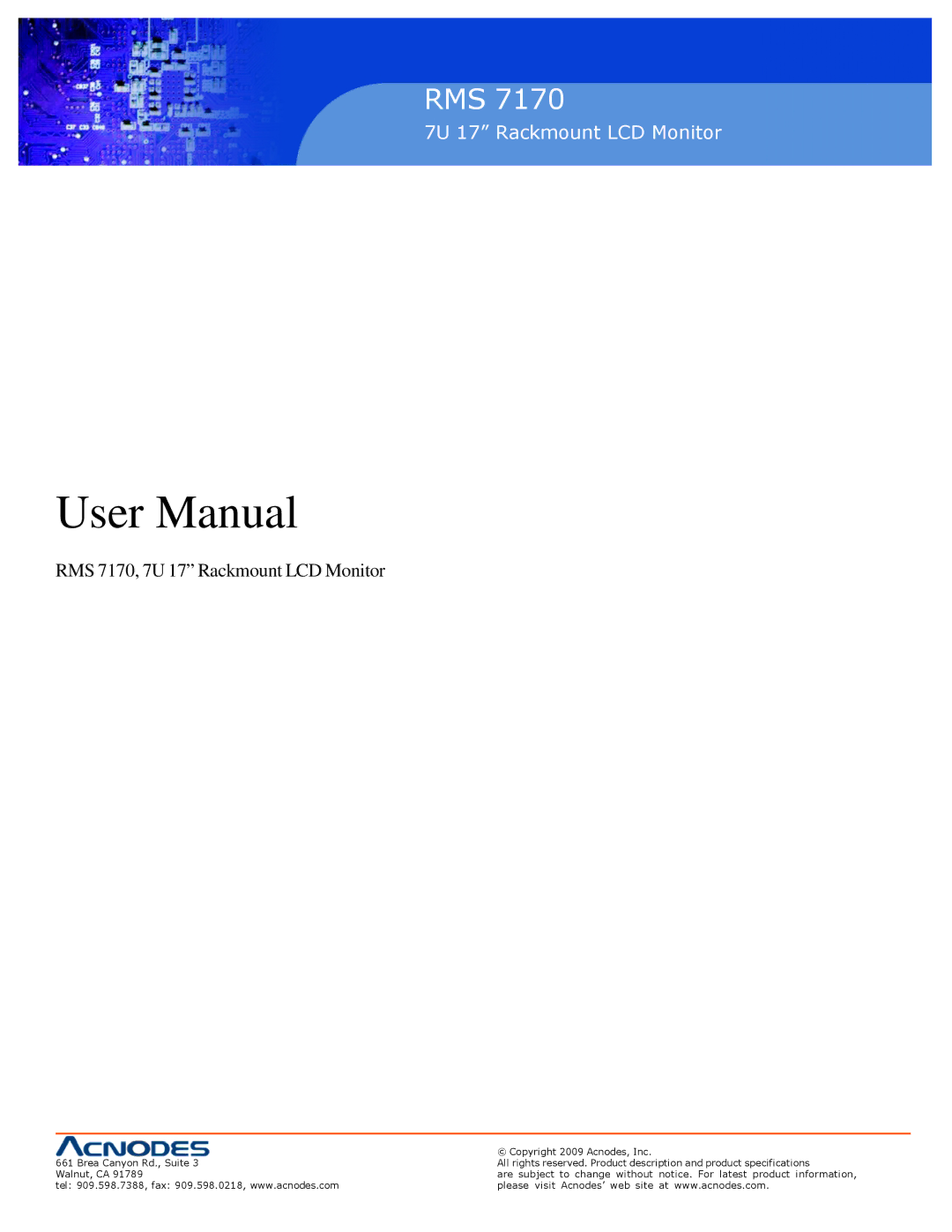 Acnodes 7170 user manual Rms 