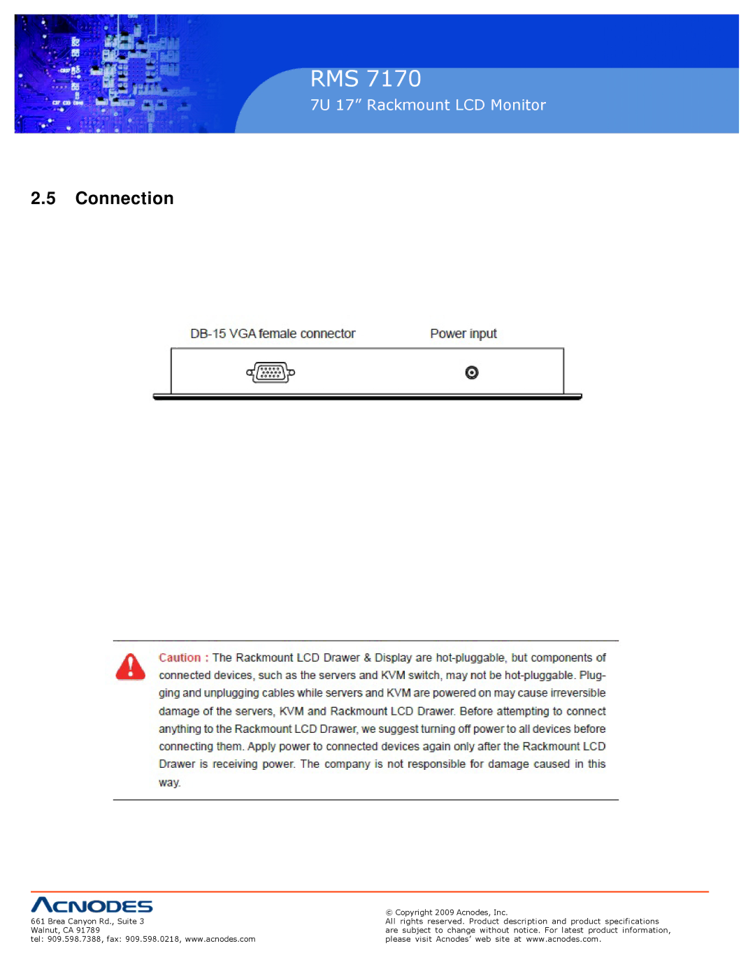 Acnodes 7170 user manual Connection 