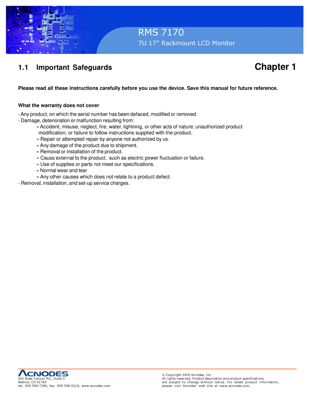 Acnodes 7170 user manual Chapter 