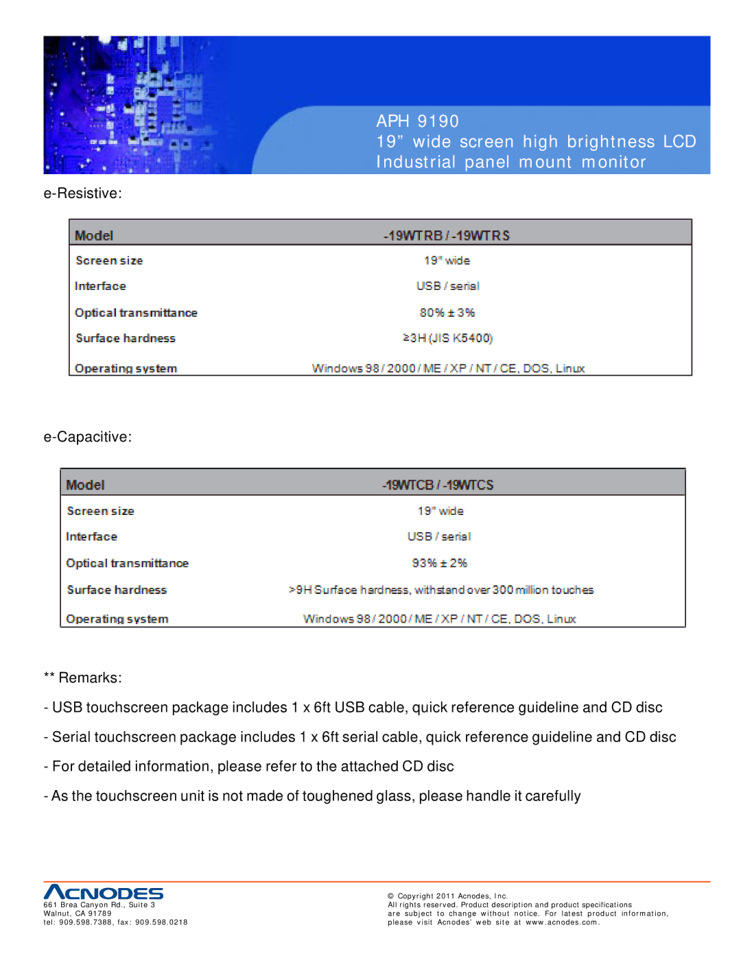 Acnodes APH 9190 user manual Copyright 2011 Acnodes, Inc 