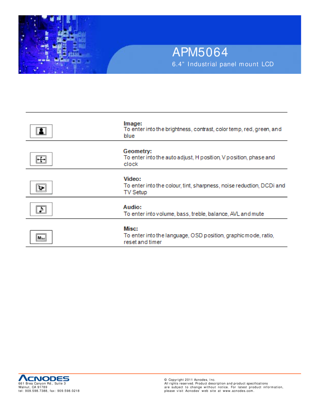 Acnodes APM5064 user manual 