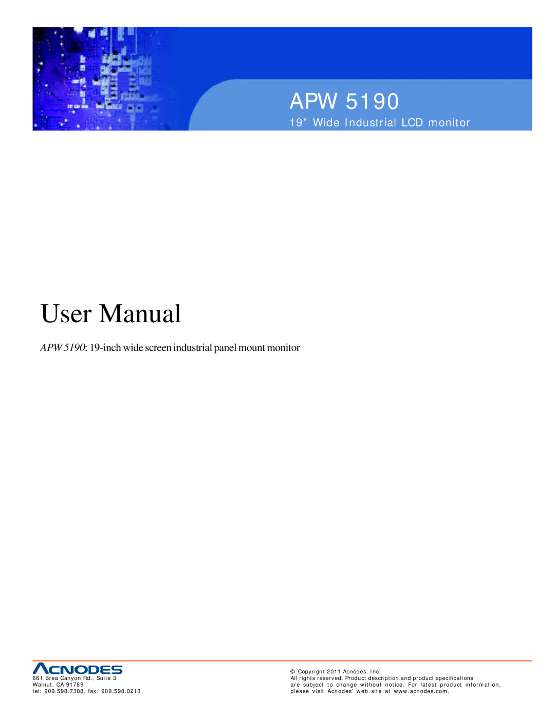 Acnodes APW 5190 user manual Apw 