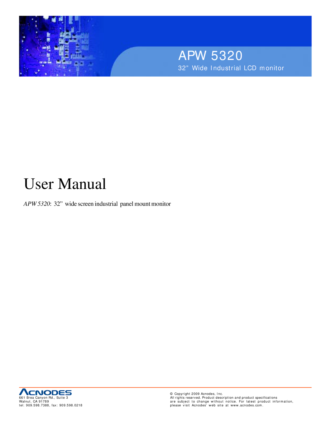 Acnodes APW 5320 user manual Apw 