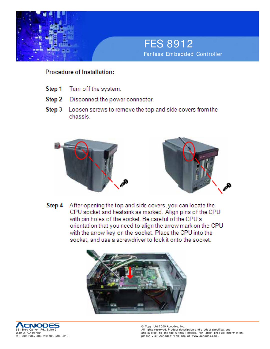 Acnodes FES 8912 specifications Fes 