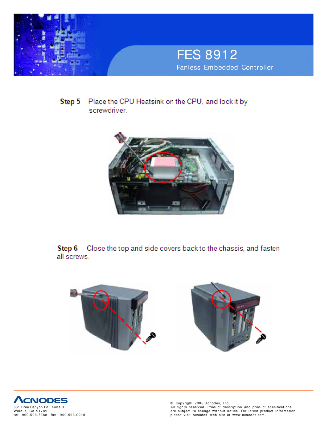 Acnodes FES 8912 specifications Fes 