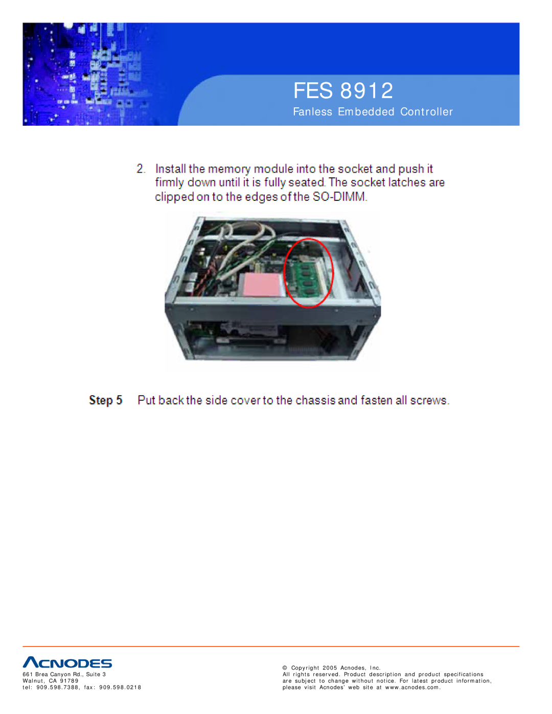 Acnodes FES 8912 specifications Fes 