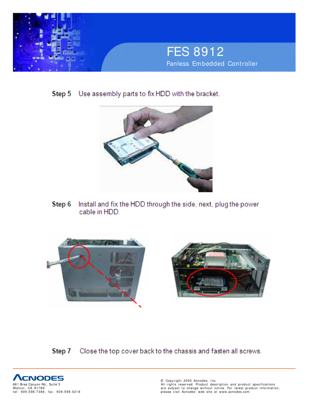 Acnodes FES 8912 specifications Fes 