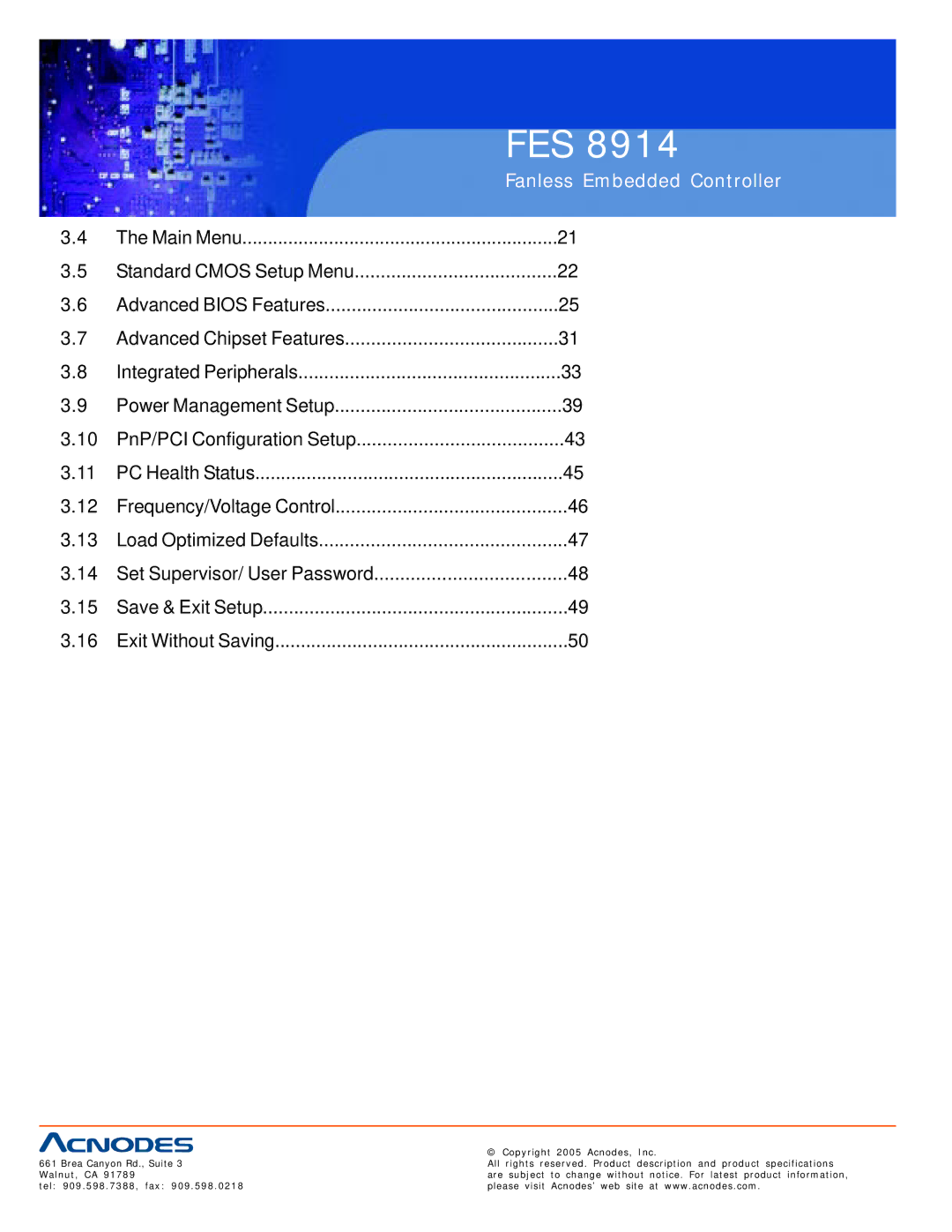 Acnodes FES 8914 user manual Set Supervisor/ User Password 