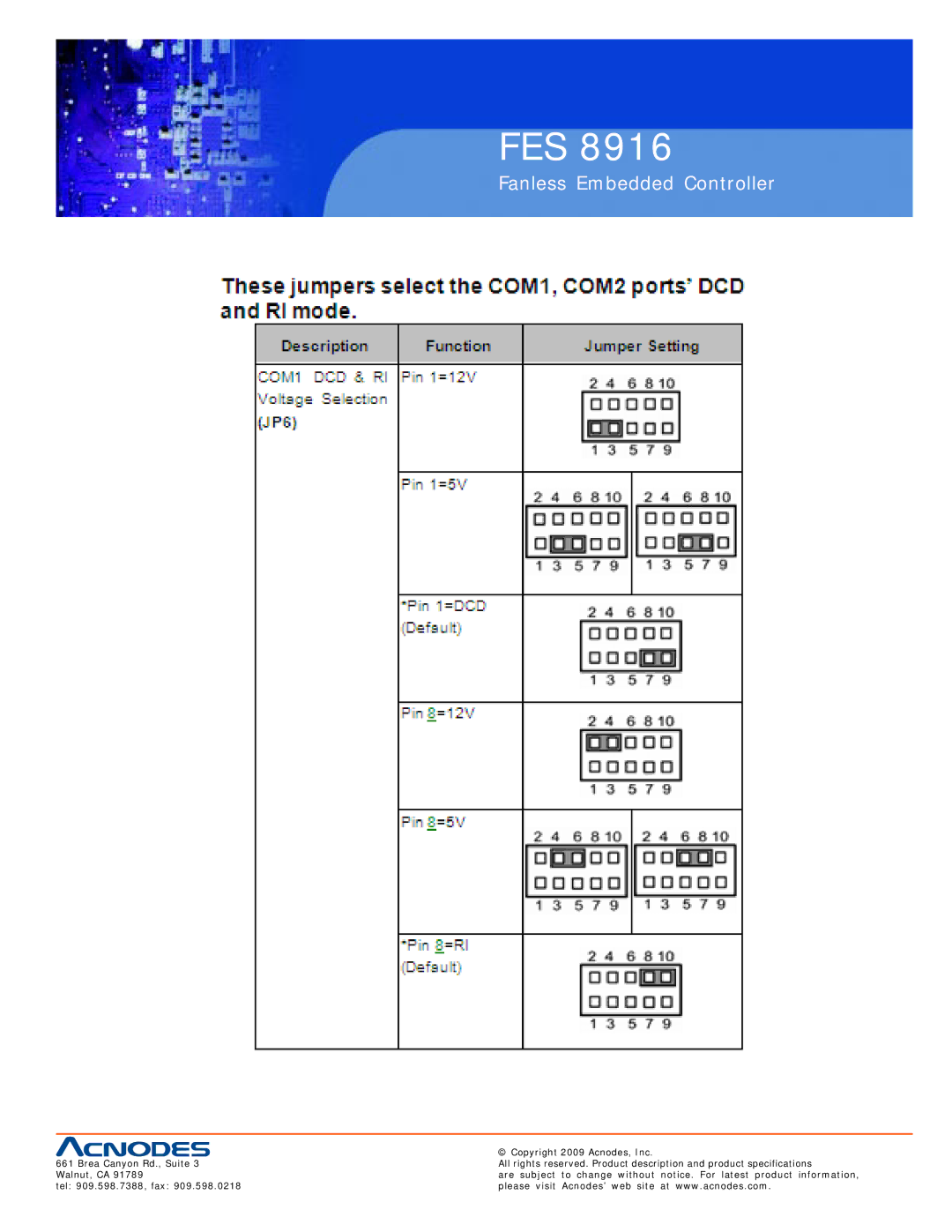 Acnodes FES 8916 manual Fes 