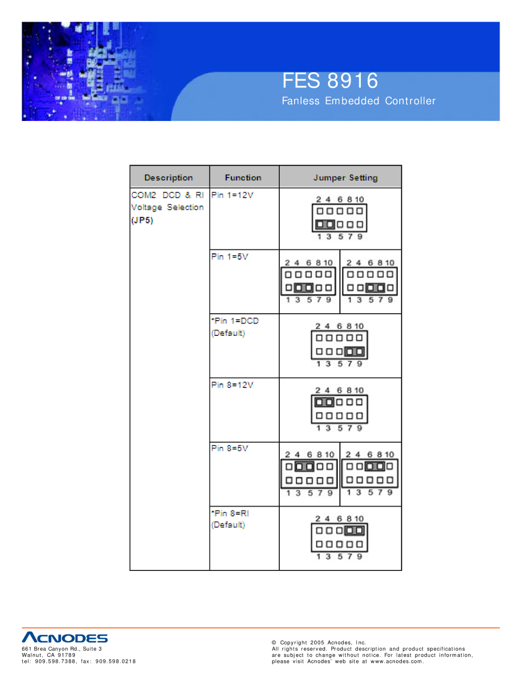 Acnodes FES 8916 manual Fes 