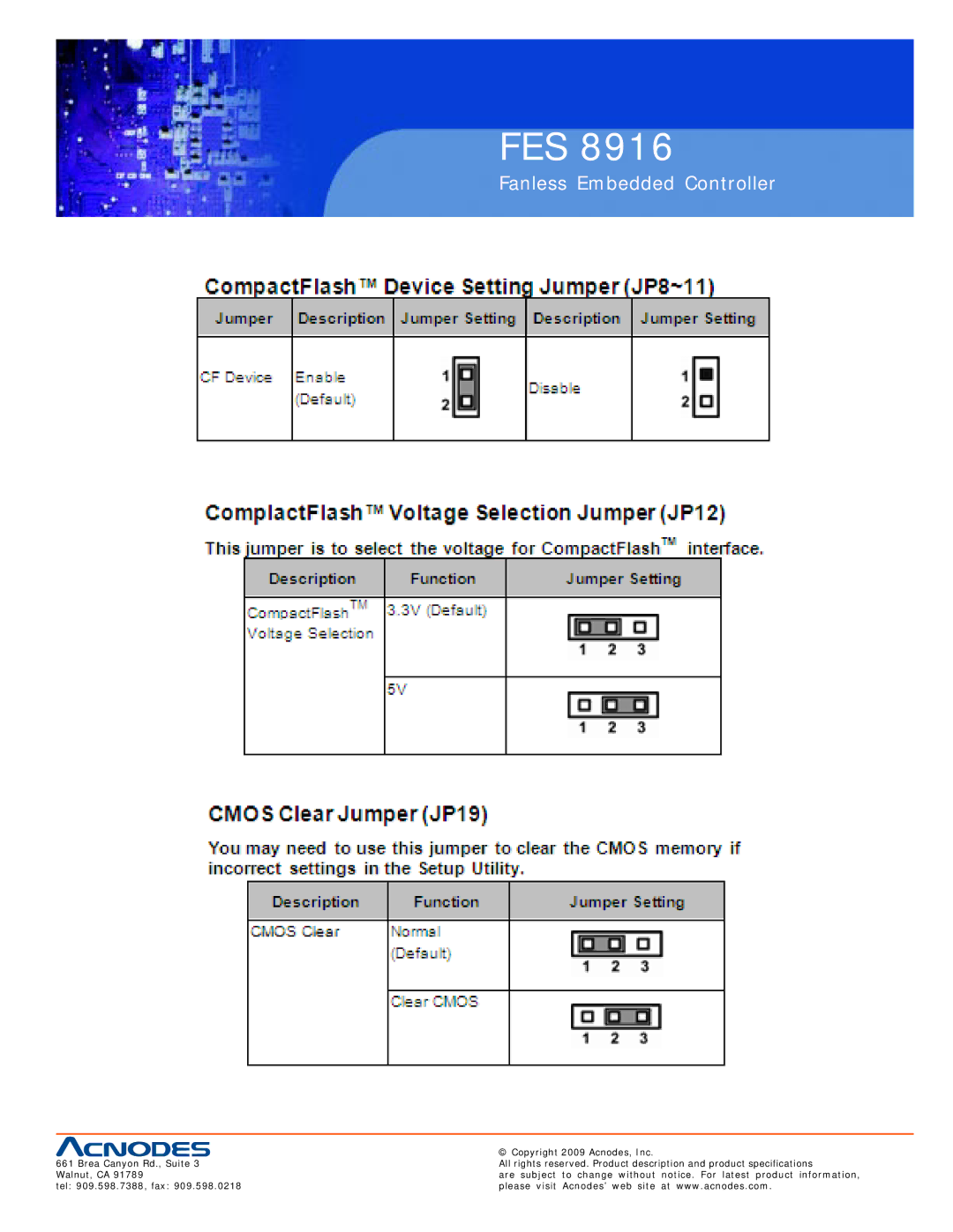 Acnodes FES 8916 manual Fes 