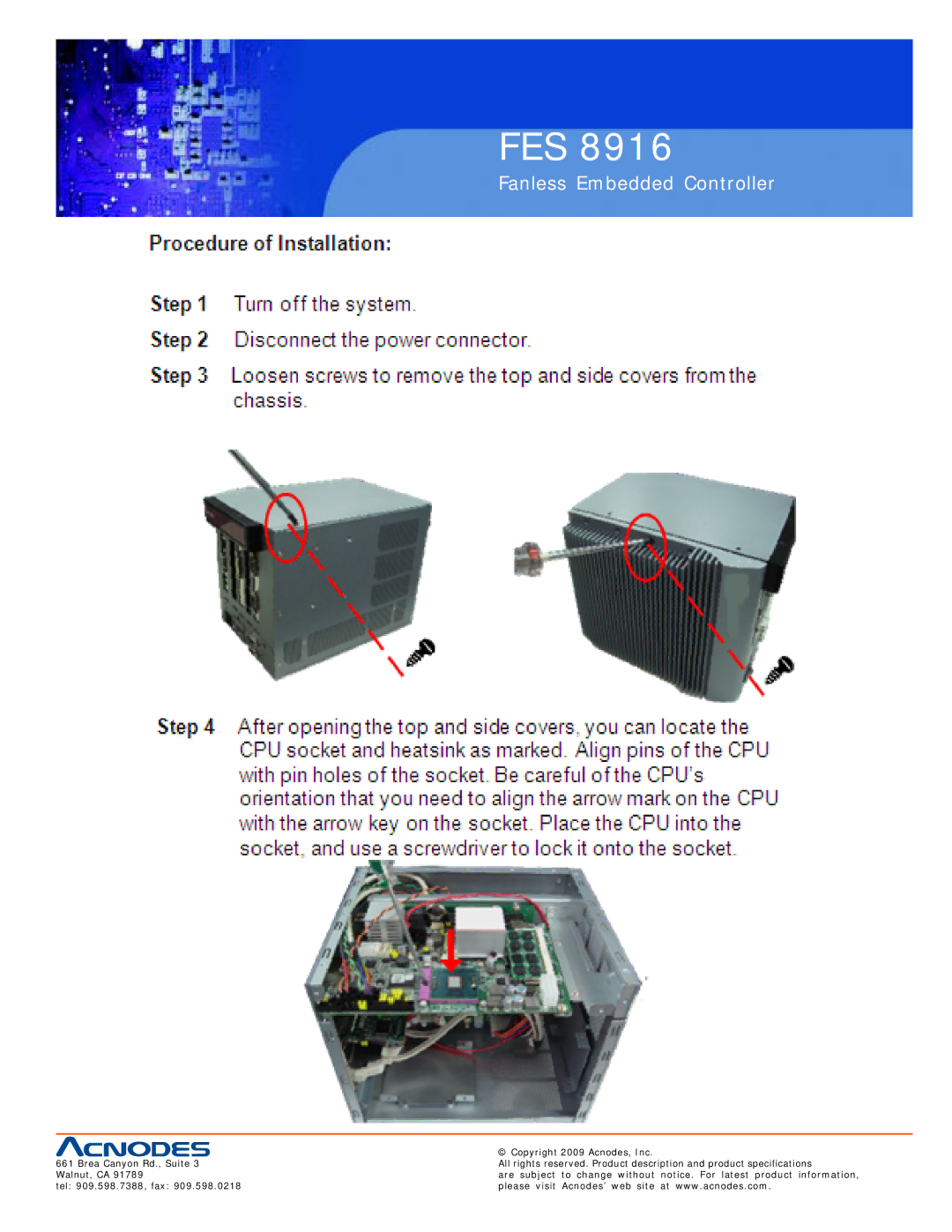 Acnodes FES 8916 manual Fes 