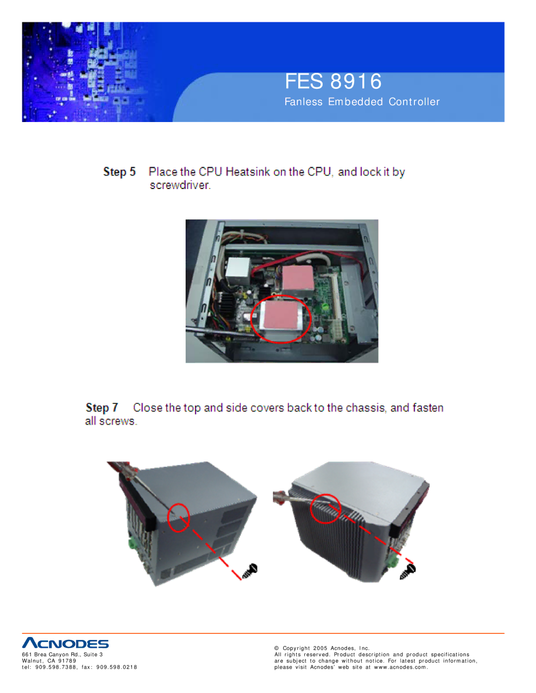 Acnodes FES 8916 manual Fes 