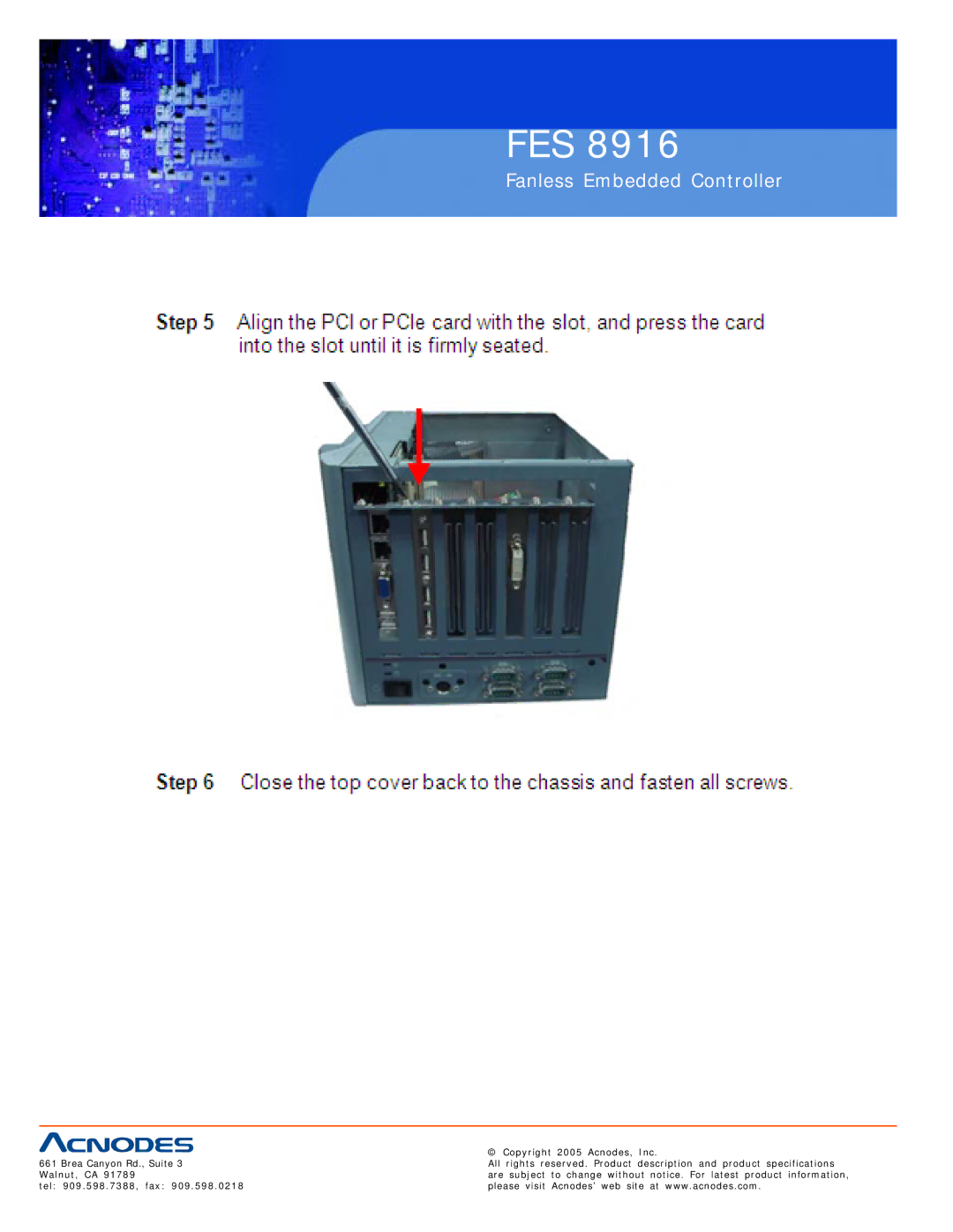 Acnodes FES 8916 manual Fes 