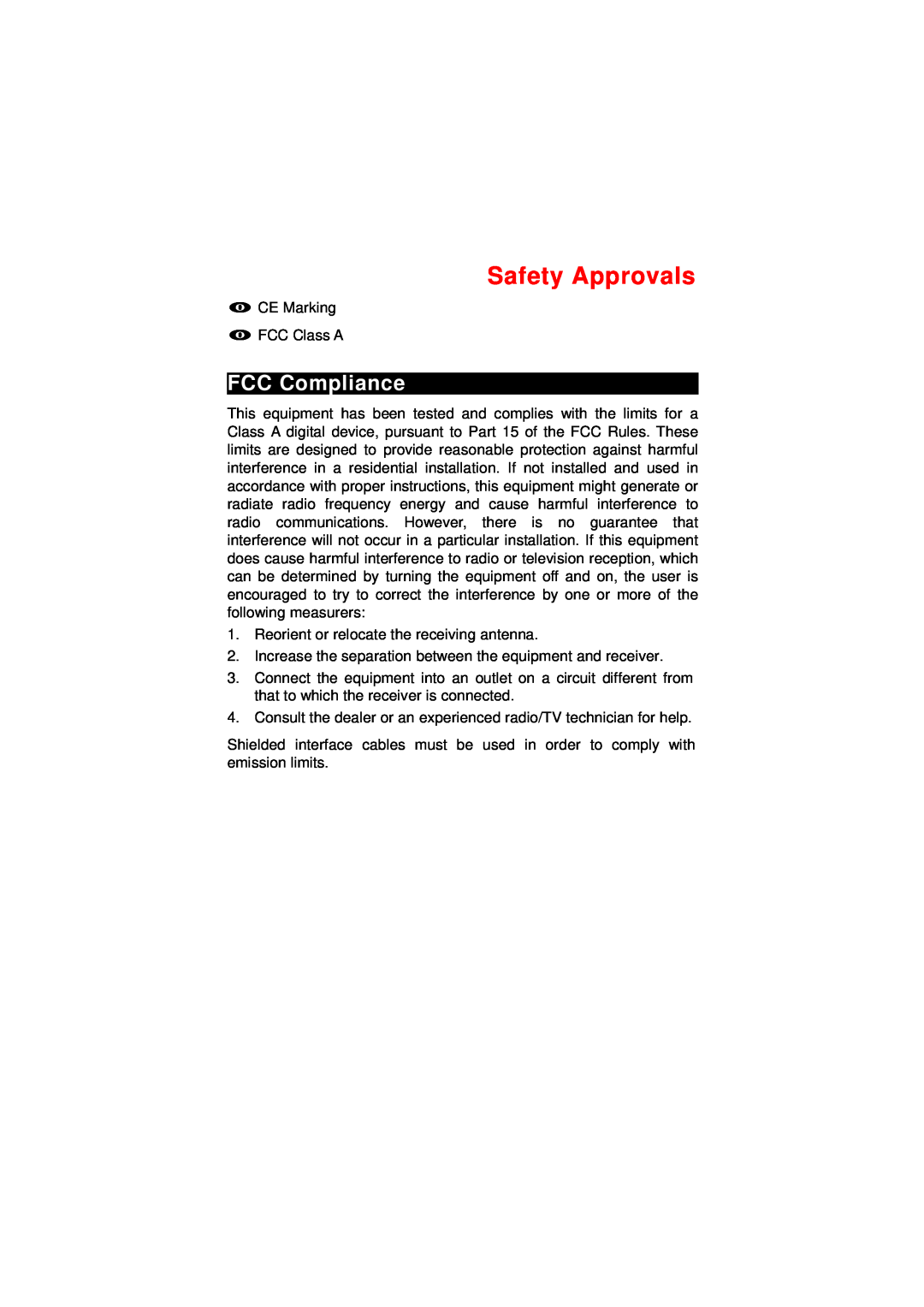 Acnodes FPC 8059 user manual Safety Approvals, FCC Compliance 
