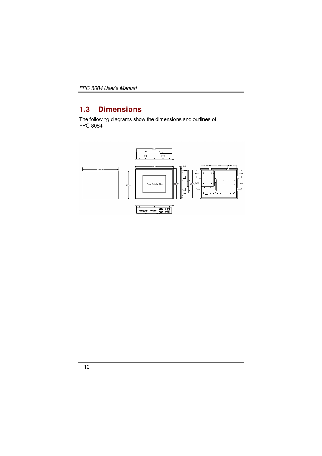 Acnodes FPC 8084 user manual Dimensions 