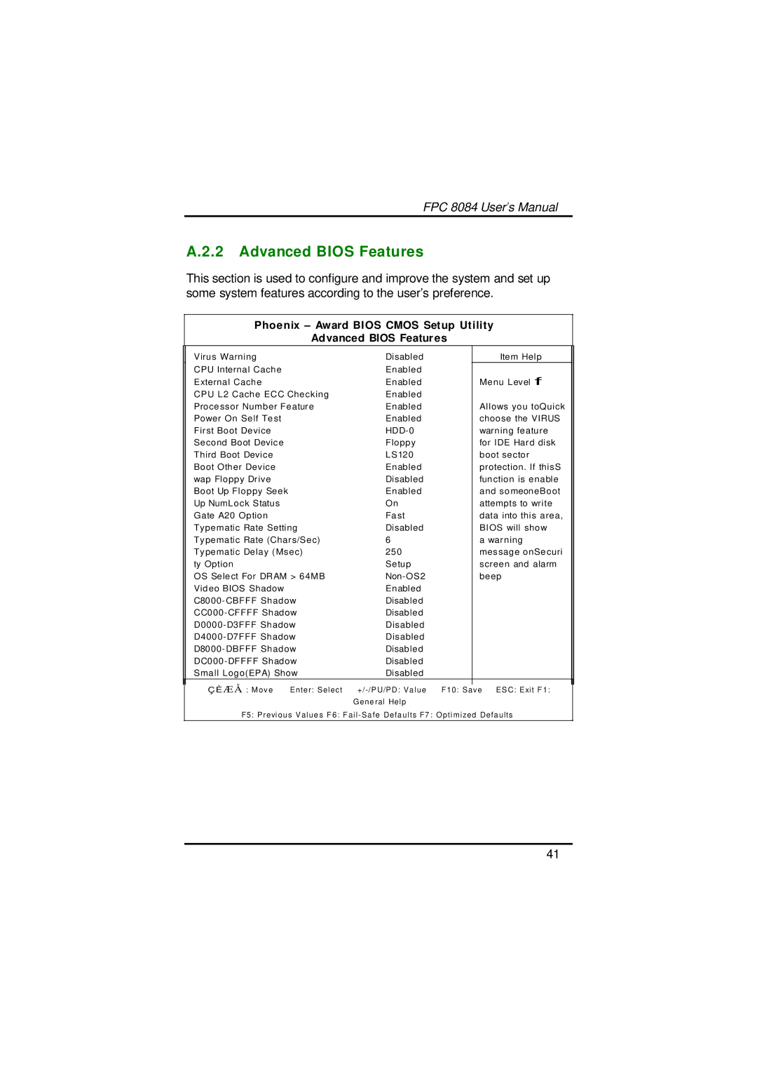 Acnodes FPC 8084 user manual Advanced Bios Features, HDD-0 