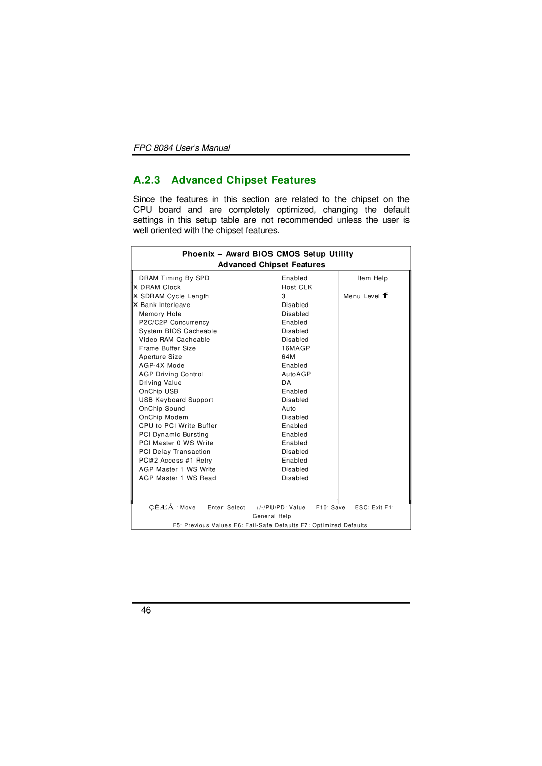 Acnodes FPC 8084 user manual Advanced Chipset Features, 16MAGP 