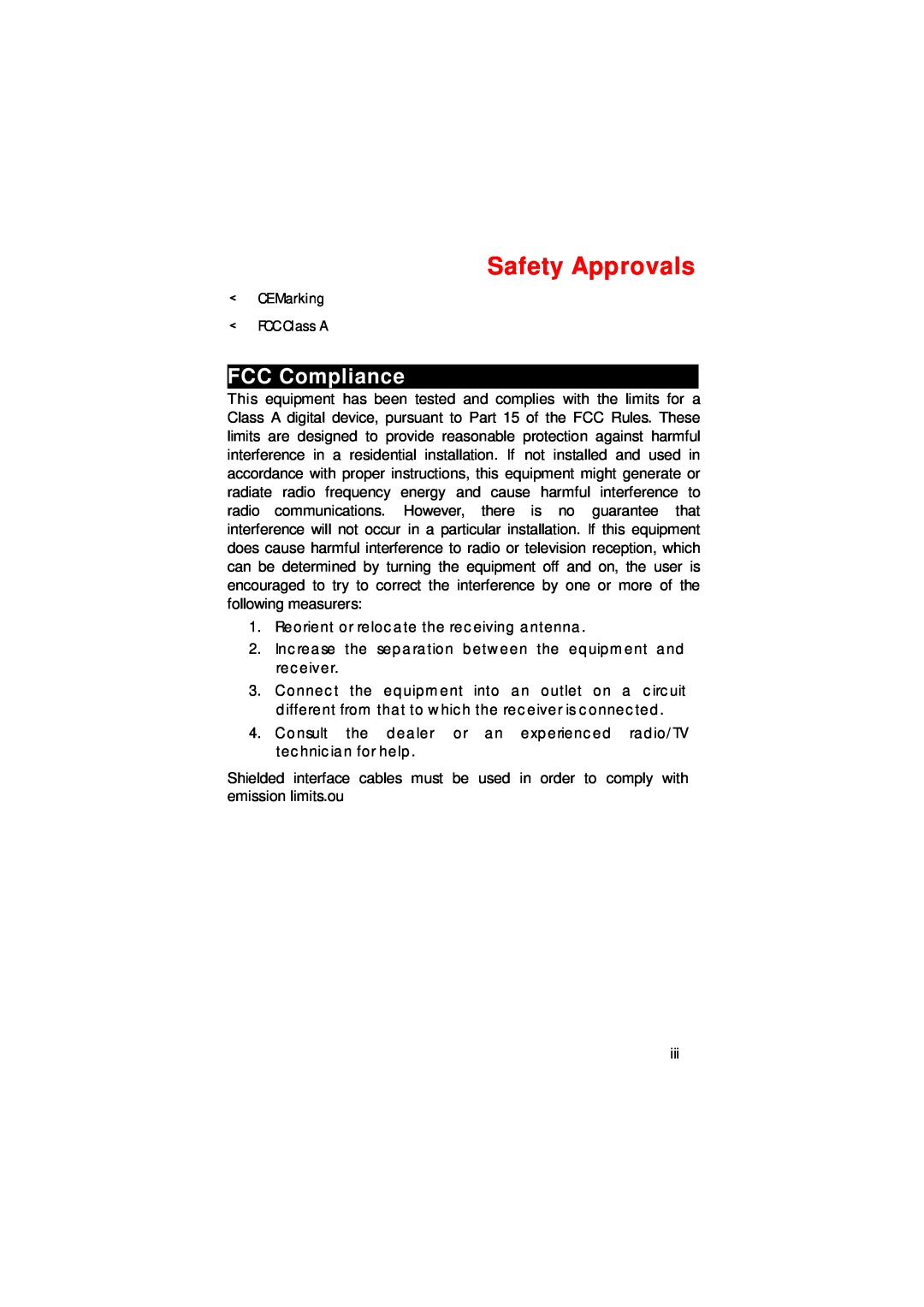 Acnodes FPC 8084 user manual Safety Approvals, FCC Compliance 