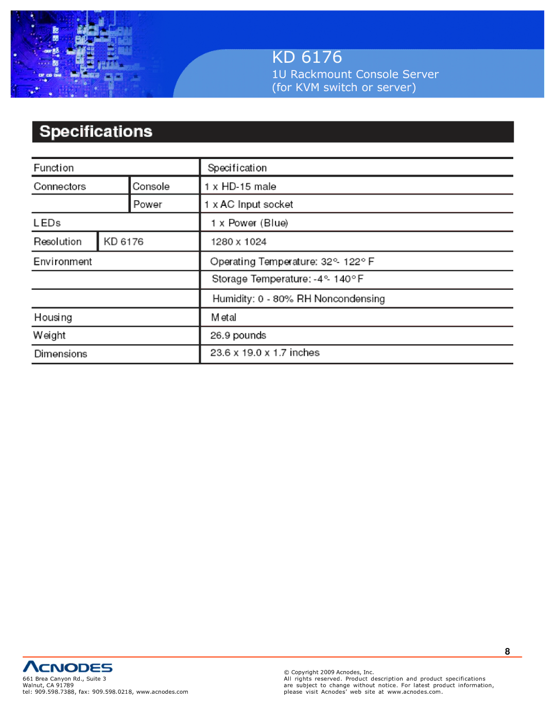 Acnodes KD 6176 user manual Inch touch panel PC 