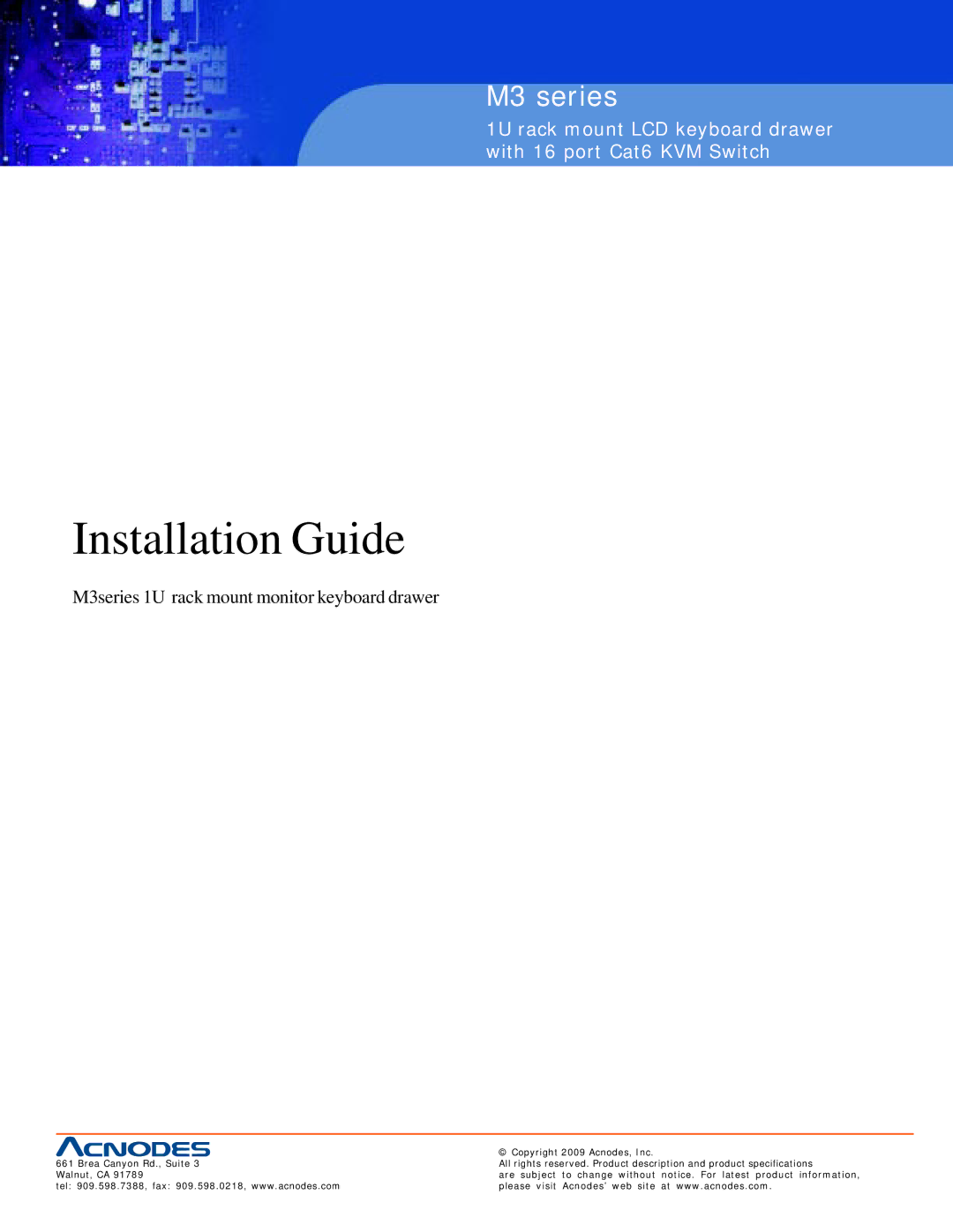 Acnodes M3 specifications Installation Guide 