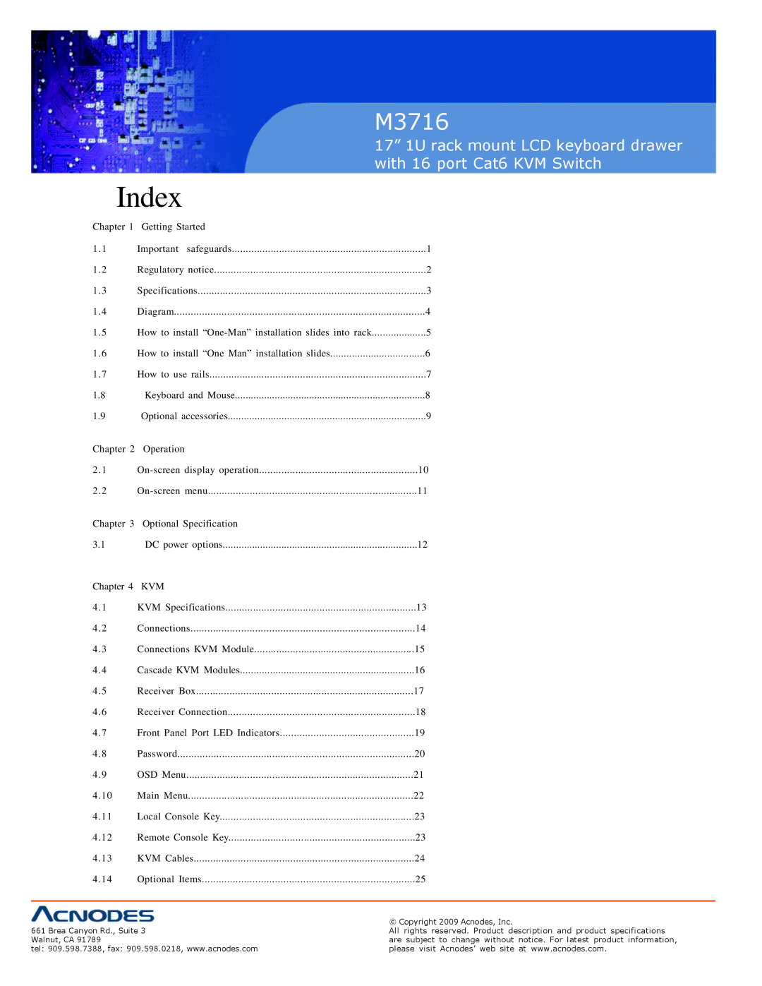 Acnodes M3716 user manual Index 