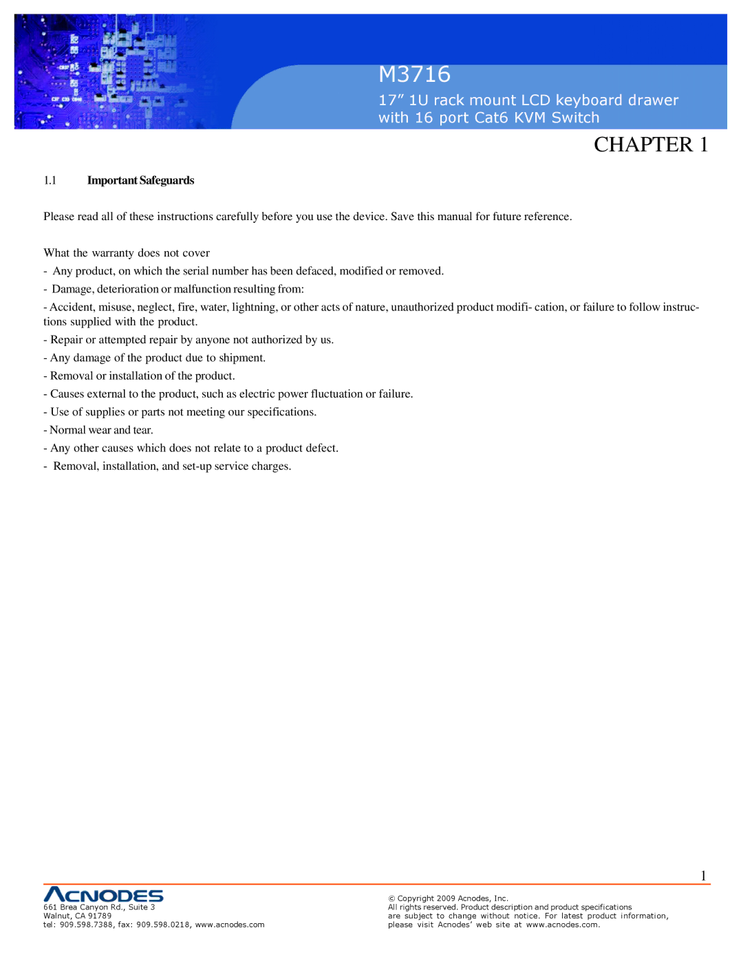 Acnodes M3716 user manual Chapter 