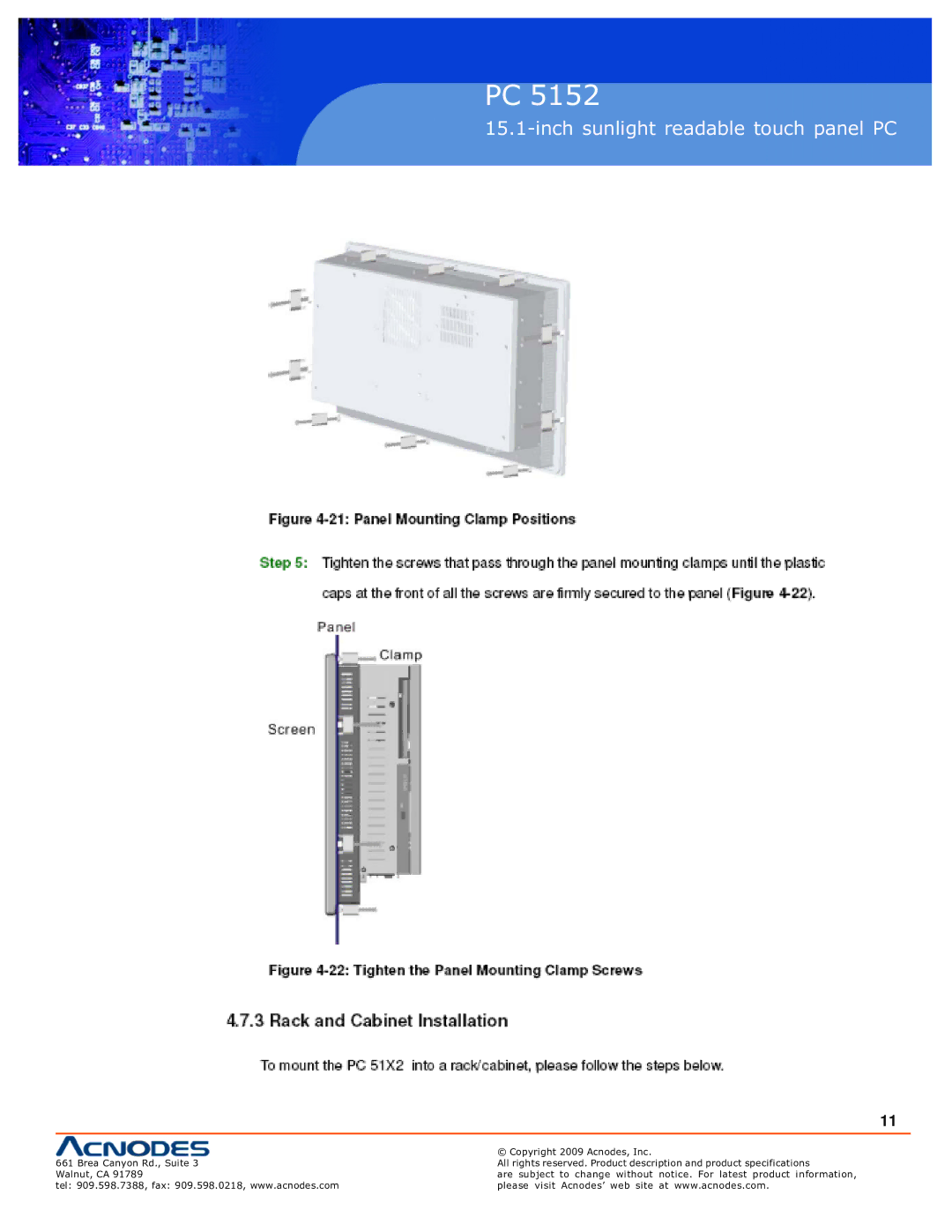 Acnodes PC 5152 specifications Inch sunlight readable touch panel PC 