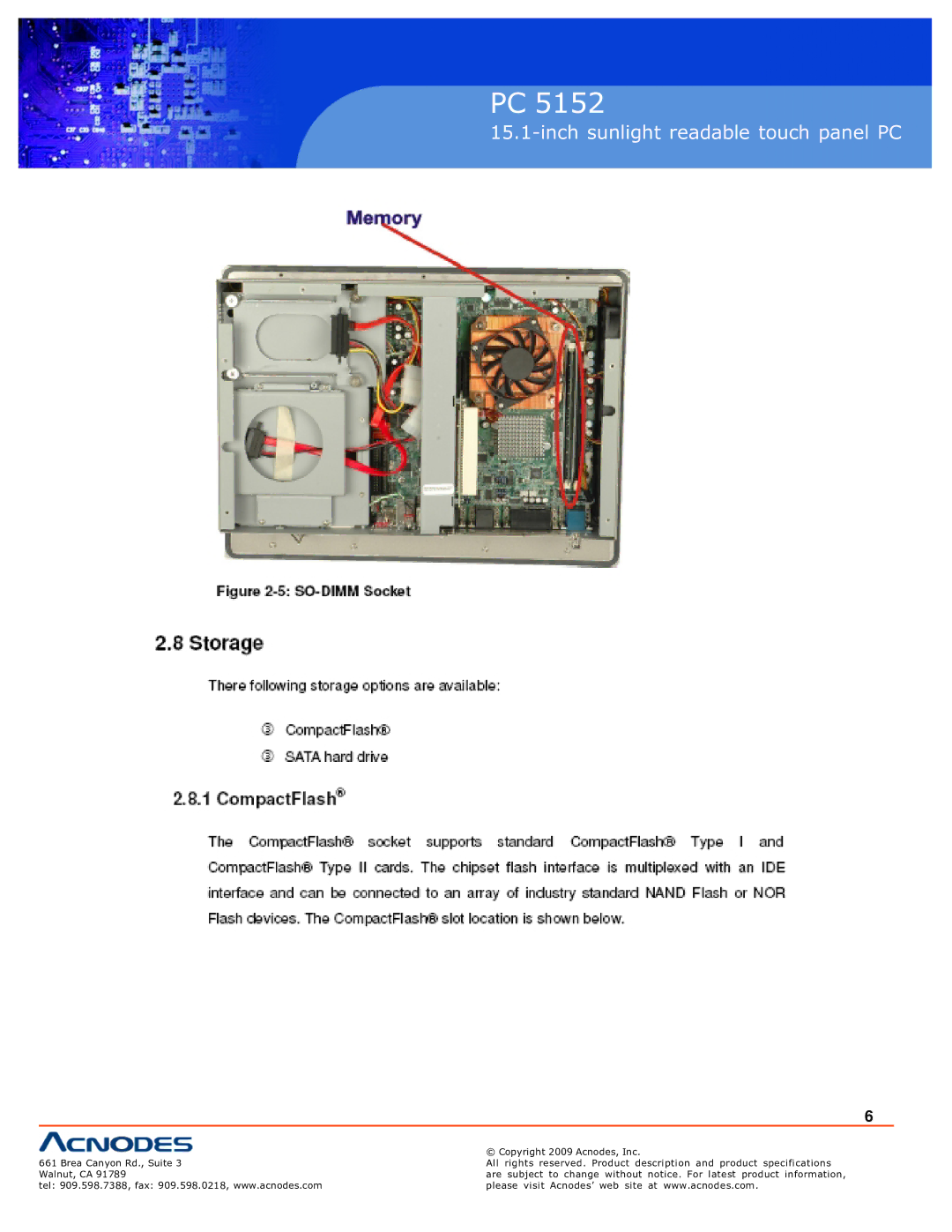 Acnodes PC 5152 specifications Inch sunlight readable touch panel PC 