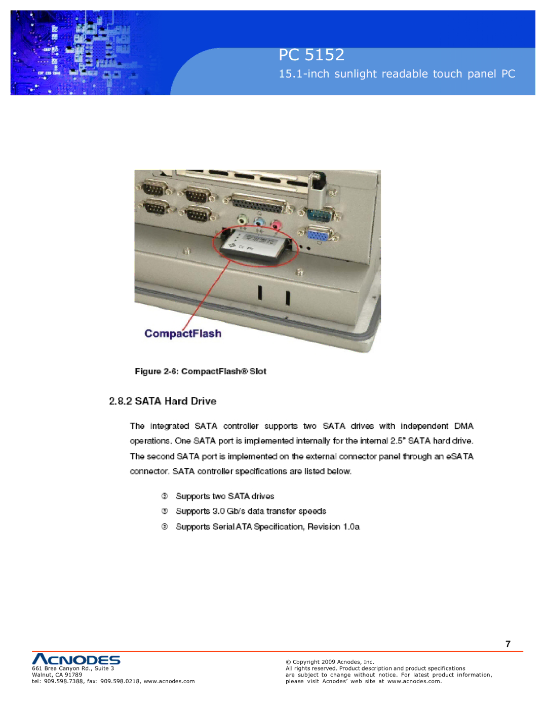 Acnodes PC 5152 specifications Inch sunlight readable touch panel PC 