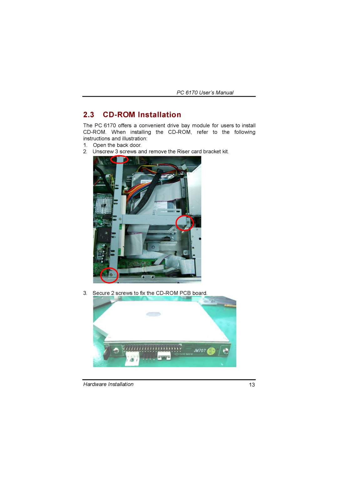 Acnodes PC 6170 manual CD-ROM Installation 