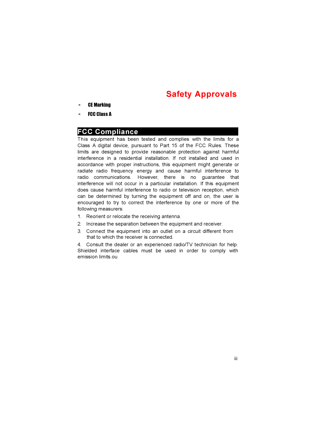 Acnodes PC 6170 manual Safety Approvals, FCC Compliance 