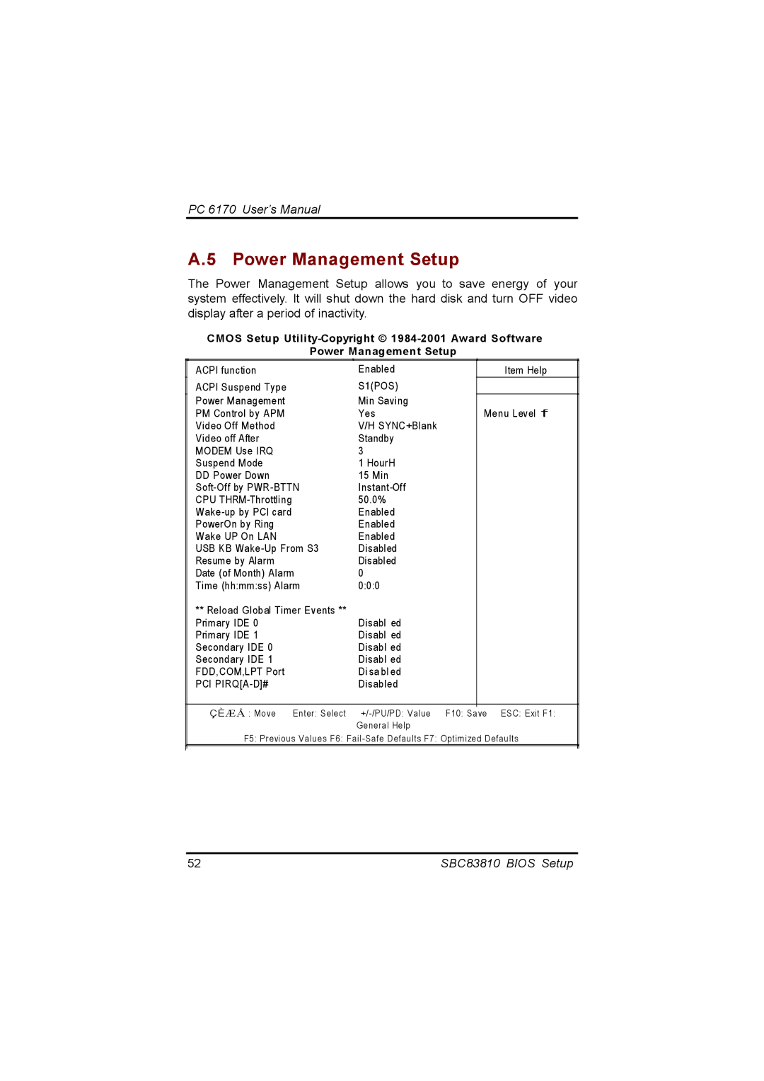 Acnodes PC 6170 manual Power Management Setup, S1POS 