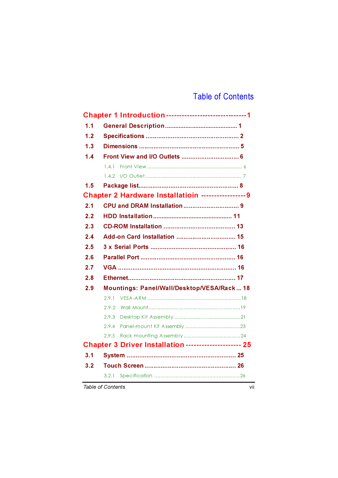 Acnodes PC 6170 manual Table of Contents 