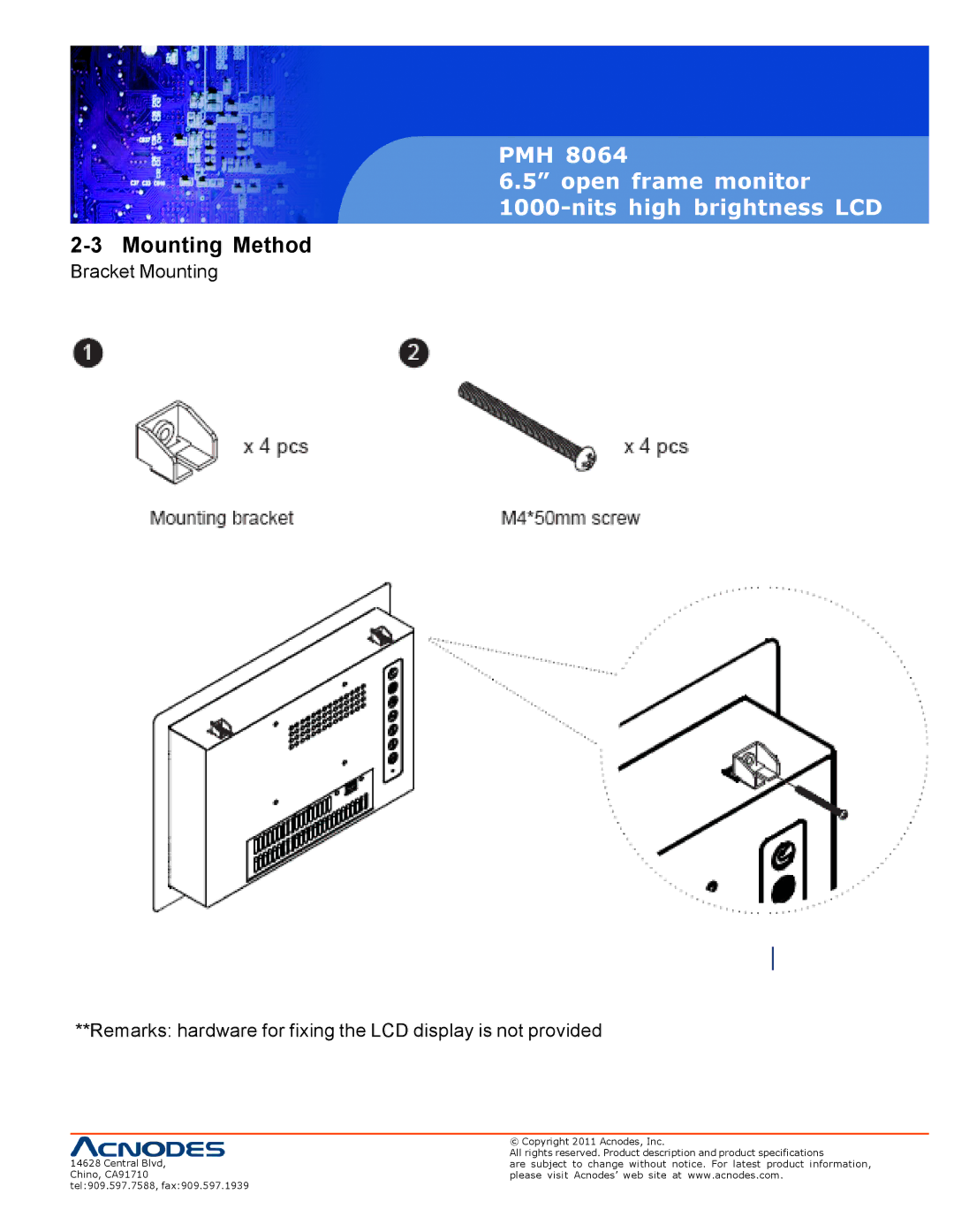 Acnodes PMH 8064 user manual Mounting Method 