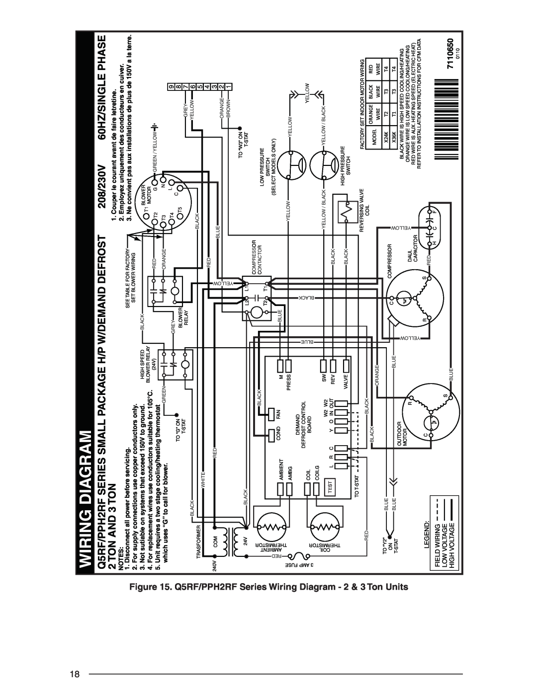 Acnodes Q5RF SERIES user manual Wiring Diagram, ¢711065«¤, 208/230V, 60HZ/SINGLE PHASE, TON AND 3 TON, 7110650 