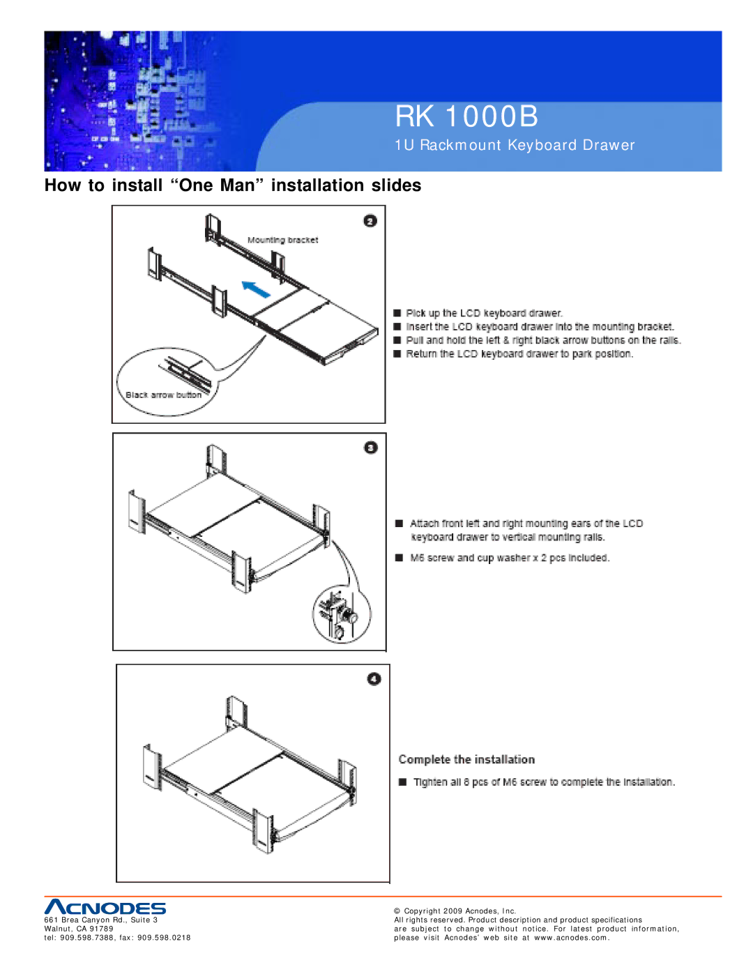 Acnodes RK 1000B specifications 