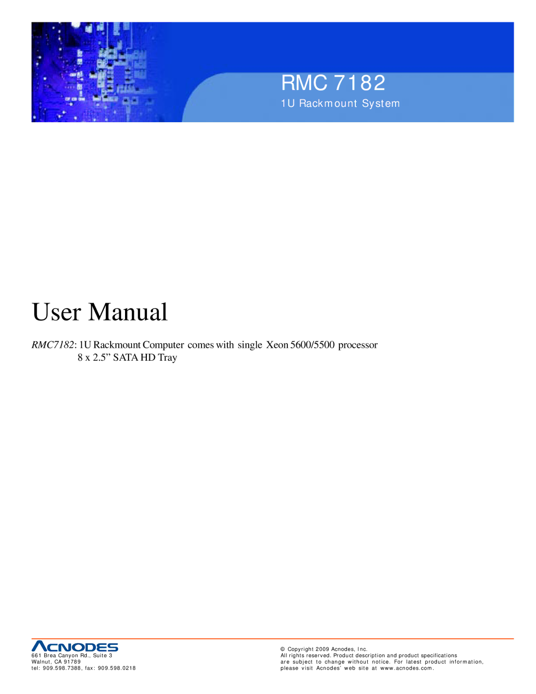 Acnodes RMC 7182 user manual Rmc 