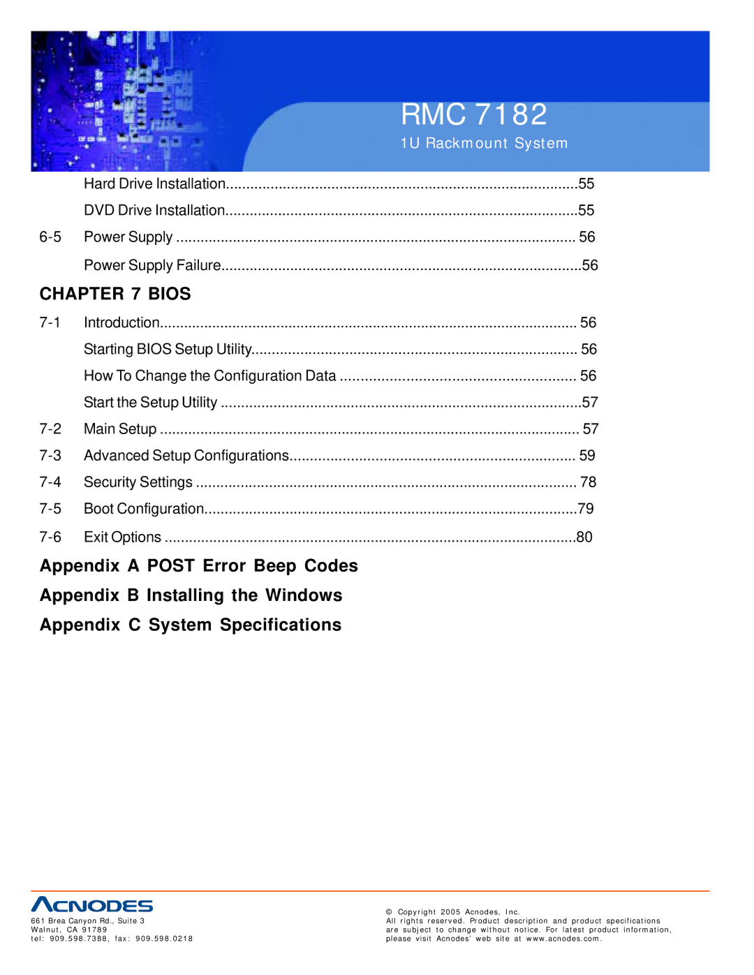 Acnodes RMC 7182 user manual Bios 