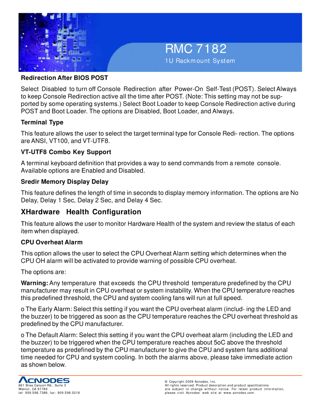 Acnodes RMC 7182 user manual XHardware Health Configuration 