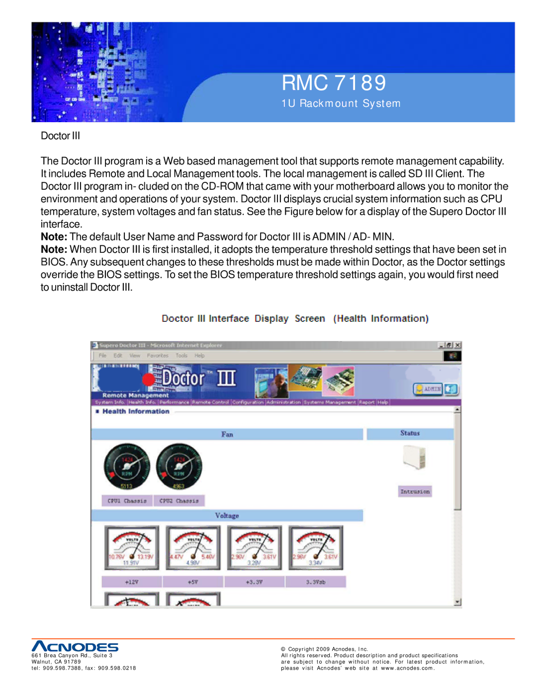 Acnodes RMC 7189 user manual Rmc 