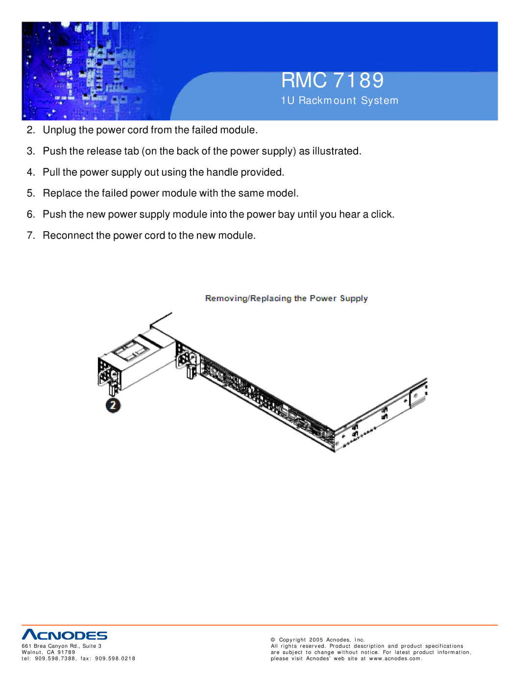 Acnodes RMC 7189 user manual Rmc 