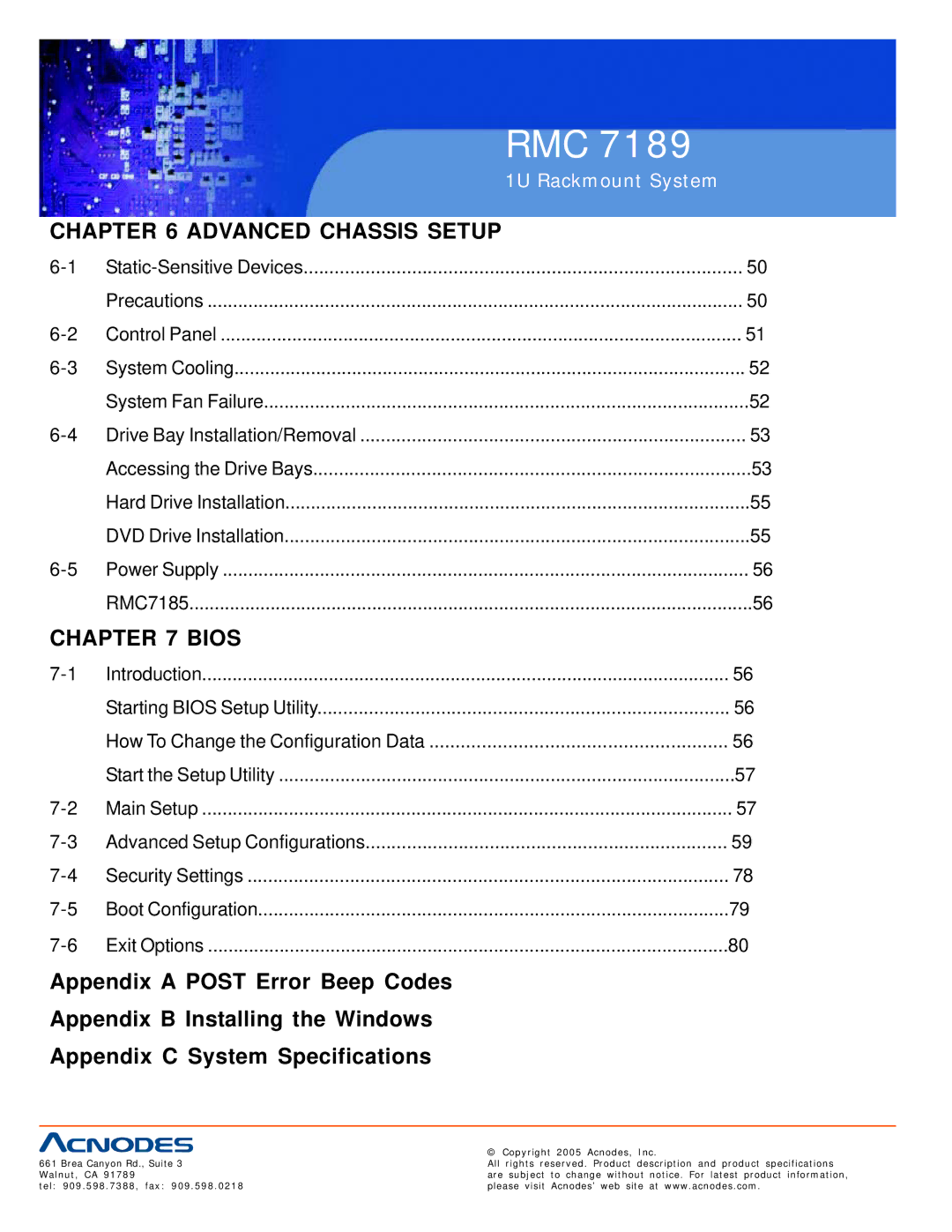 Acnodes RMC 7189 user manual Advanced Chassis Setup 