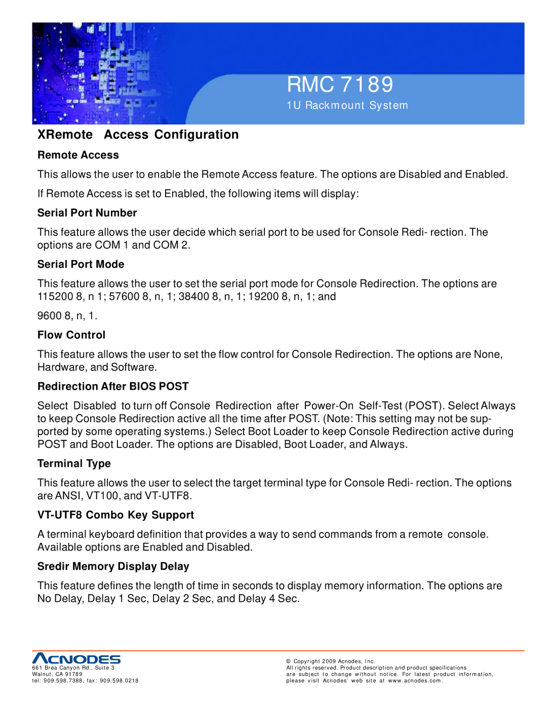 Acnodes RMC 7189 user manual XRemote Access Configuration 